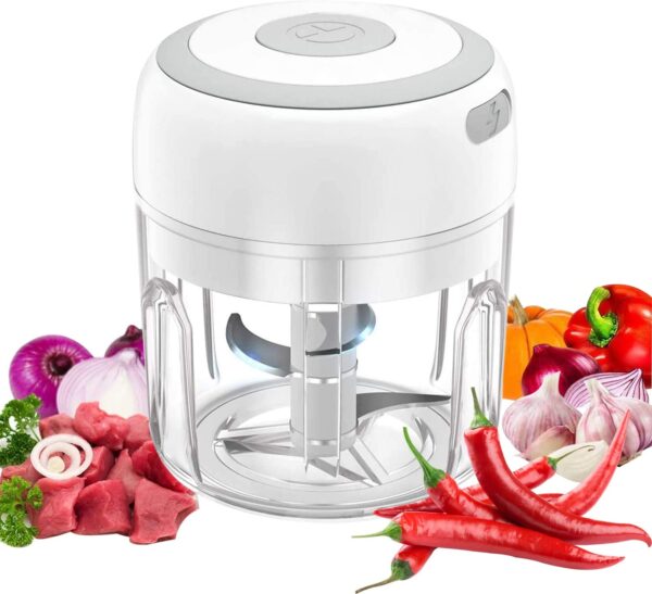 Mini Food Chopper Electric - Kitchen Food Processor and Blender, USB Charging Portable Vegetable Fruit Meat Garlic Onion Ginger Chopper with 3 Sharp Blades Grinder,Kitchen Gadget (250ml) - Image 2