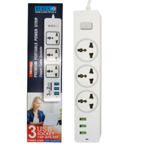 buy 3 way power strip with 3 USB ports in Sri Lanka