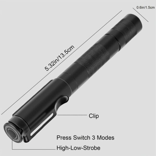 Rechargeable Pen Light Flashlight IP67 Waterproof with Pocket Clip 4-Zoomable, Prefect for Inspection,Work,Repair