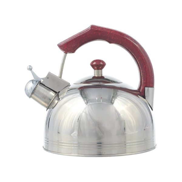 Introducing our beautifully designed 2.5-liter Whistling Kettle, the perfect addition to your kitchen. This kettle combines both style and functionality to enhance your daily tea or coffee rituals. **Product Features:** **Generous Capacity:** With a spacious 2.5-liter capacity, this kettle is perfect for serving multiple cups of your favorite hot beverages. Whether you're hosting guests or enjoying a peaceful moment by yourself, it has you covered. **Capsule Bottom:** The kettle is equipped with a capsule bottom, ensuring even heat distribution and efficient boiling. This feature guarantees a quicker and more energy-efficient boiling process. **Variety of Handle Colors:** Choose from a range of handle colors, including creamy white, teaky brown, and shiny maroon. Match your kettle to your kitchen decor and add a touch of personal style. **High-Quality Stainless Steel:** Crafted from high-quality stainless steel, this kettle is not only durable but also resistant to corrosion, ensuring longevity and performance. Elegant, efficient, and versatile, our 2.5-liter Whistling Kettle is designed to cater to your specific needs. Its stylish design and choice of handle colors make it a standout addition to your kitchen. Enjoy the convenience of even heat distribution and the satisfaction of brewing hot beverages with ease. Make a statement in your kitchen with this high-quality stainless steel kettle, where style meets practicality.