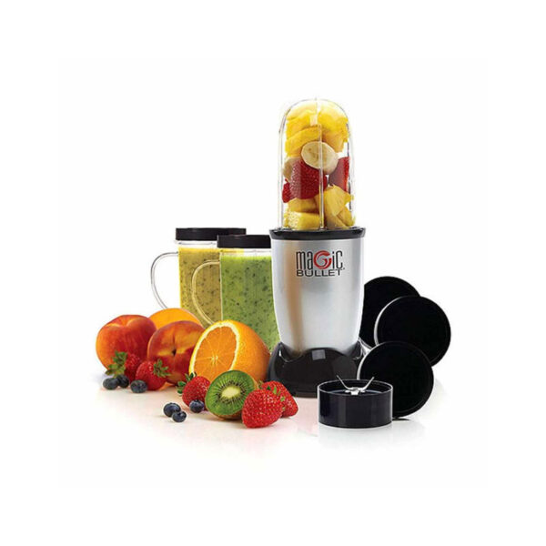 Features & Compatibility The Magic Bullet is an entirely new concept in labour-saving devices. Unlike bulky blenders and unwieldy food processors that most of us only pull out of storage for specific recipes and special occasions, MagicBullet is so handy, so versatile and easy to use that you’ll put it to work EVERY single day! Best of all, it saves you time because it does almost any job in the kitchen in 10 seconds or less! The secret to the MagicBullet’s time-saving efficiency is the specially designed blade and unique bullet-shaped design that automatically circulates food back into the Cyclonic Cutting Zone® region with so much force and speed that it can do virtually any job fast and efficiently. Blade: Stainless steel Hi-speed blender Pulse function for coarse chopping Tap function for sticky food Shake function for thicker and denser food Replaces food processor, blender, coffee grinder, and more Includes microwave-safe and freezer-safe cups and mugs, plus dishwasher-safe partsParty Mugs