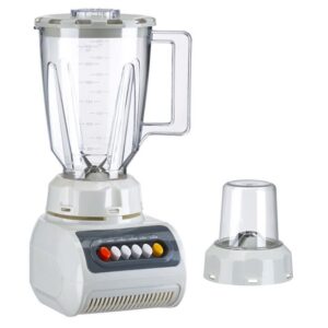 The 2-in-1 Blender with Mill Grinder is the ultimate kitchen companion, combining efficiency and convenience. With a 1.5-liter jar capacity, this versatile appliance makes preparing fruit juices, smoothies, and grinding dry ingredients effortless. Powered by a 300-watt motor and equipped with 4 speed settings, it handles a variety of tasks with ease. Featuring stainless steel blades with 6-layer cutting technology, the blender ensures smooth and consistent results. The included dry grinder expands its functionality for grinding spices, grains, and more. Designed for safety and stability, it has a non-slip rubber base feet to keep it secure during operation. This durable blender comes with a 1-year warranty for added peace of mind, making it an ideal choice for Sri Lankan kitchens. Perfect for daily use, it’s a must-have for anyone seeking reliability and quality in their culinary tools.