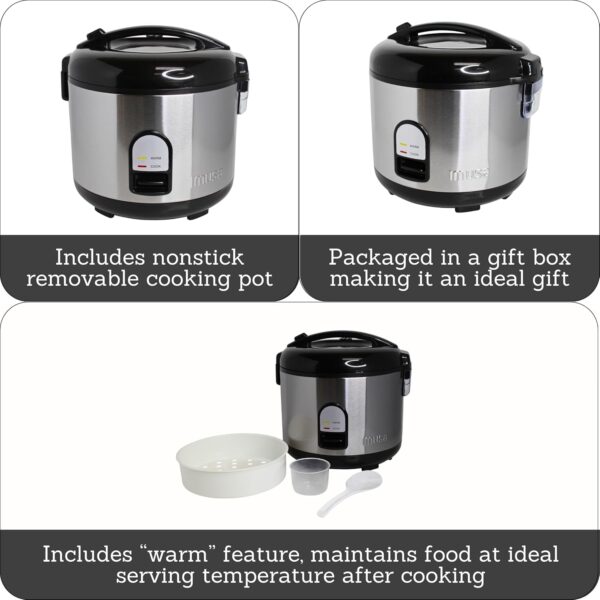 Premium Stainless Steel Non-Stick Inner Pot Rice Cooker with Steamer 1.8 and 2.8 Liters - Image 2