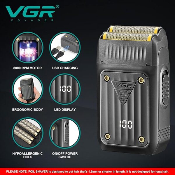 Premium VGR Professional Rechargeable Foil Shaver for Men V-363 - Image 3