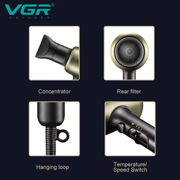 VGR Salon Series Premium Hair Dryer AC Motor 2200W - Image 3