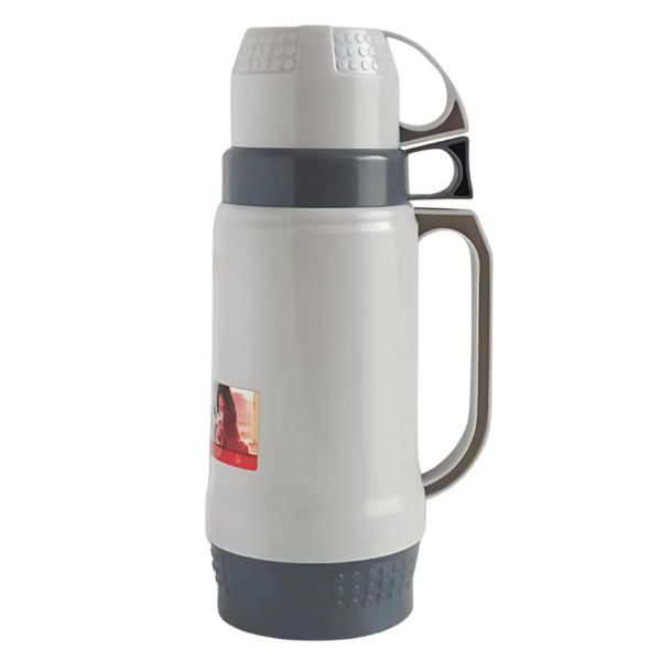 Rich Double Cup Vacuum Flask – Glass Insulation, Food Grade Plastic, 1L and 0.6L Sizes, Hot and Cold Retention, Ideal for Travel and Daily Use in Sri Lanka