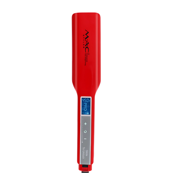 MAC Styler Professional LCD Hair Straightener MC-2028 Ceramic Red – 4.5cm Wide Plates, Wet and Dry Function, 450°F, Available at trontronics.lk Sri Lanka