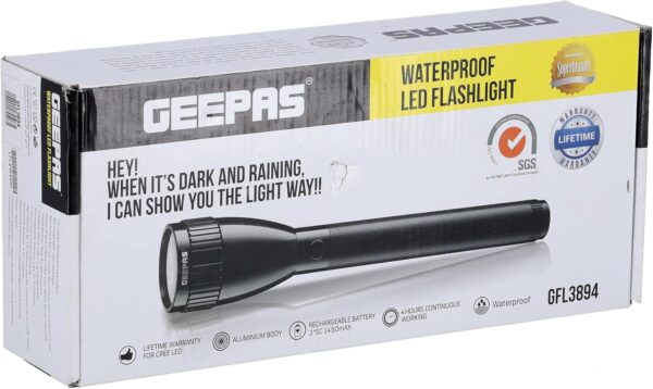 Geepas Rechargeable Waterproof Led Flashlight – GFL3894N - Image 4