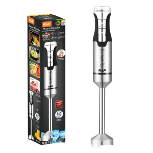 RAF R783 1600W Immersion Hand Blender – Durable hand blender with stainless steel blades, detachable shaft, and anti-splash design. Perfect for blending, mixing, and crushing in Sri Lanka.